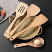 无漆无蜡汤勺木铲木勺不粘锅专用炒菜锅铲长柄汤勺厨具套装 耐高温