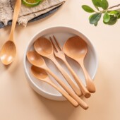 蜂蜜搅拌小木勺儿童冰淇淋勺木质餐具调羹榉木药勺刻字家用小汤勺