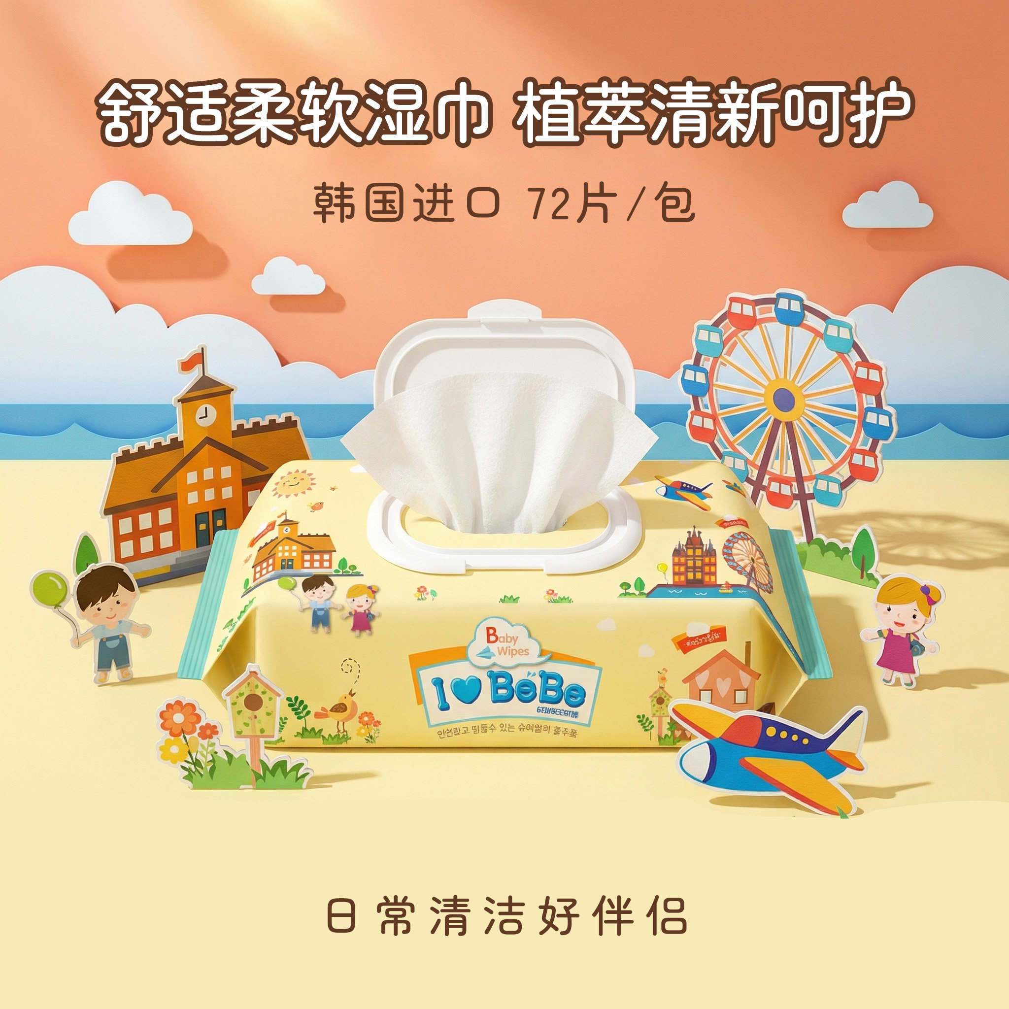 韩国进口彩果宝石舒适柔软湿巾温和清洁湿纸巾1年效期限期27年1月