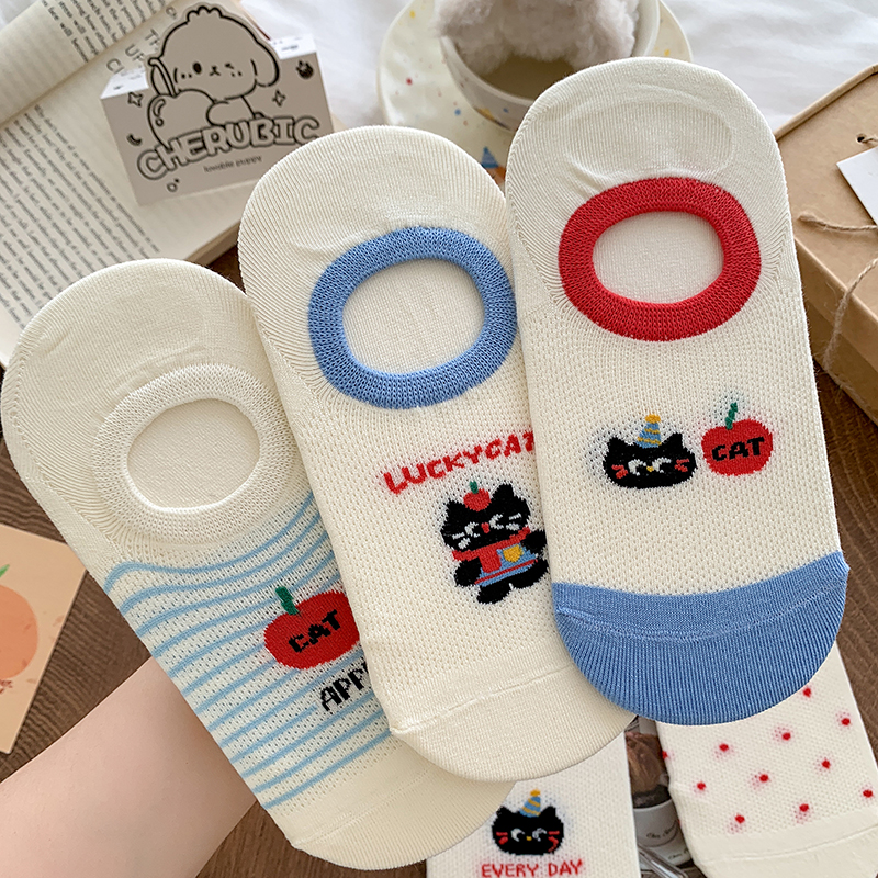 夏季薄款网眼浅口隐形船袜防掉跟