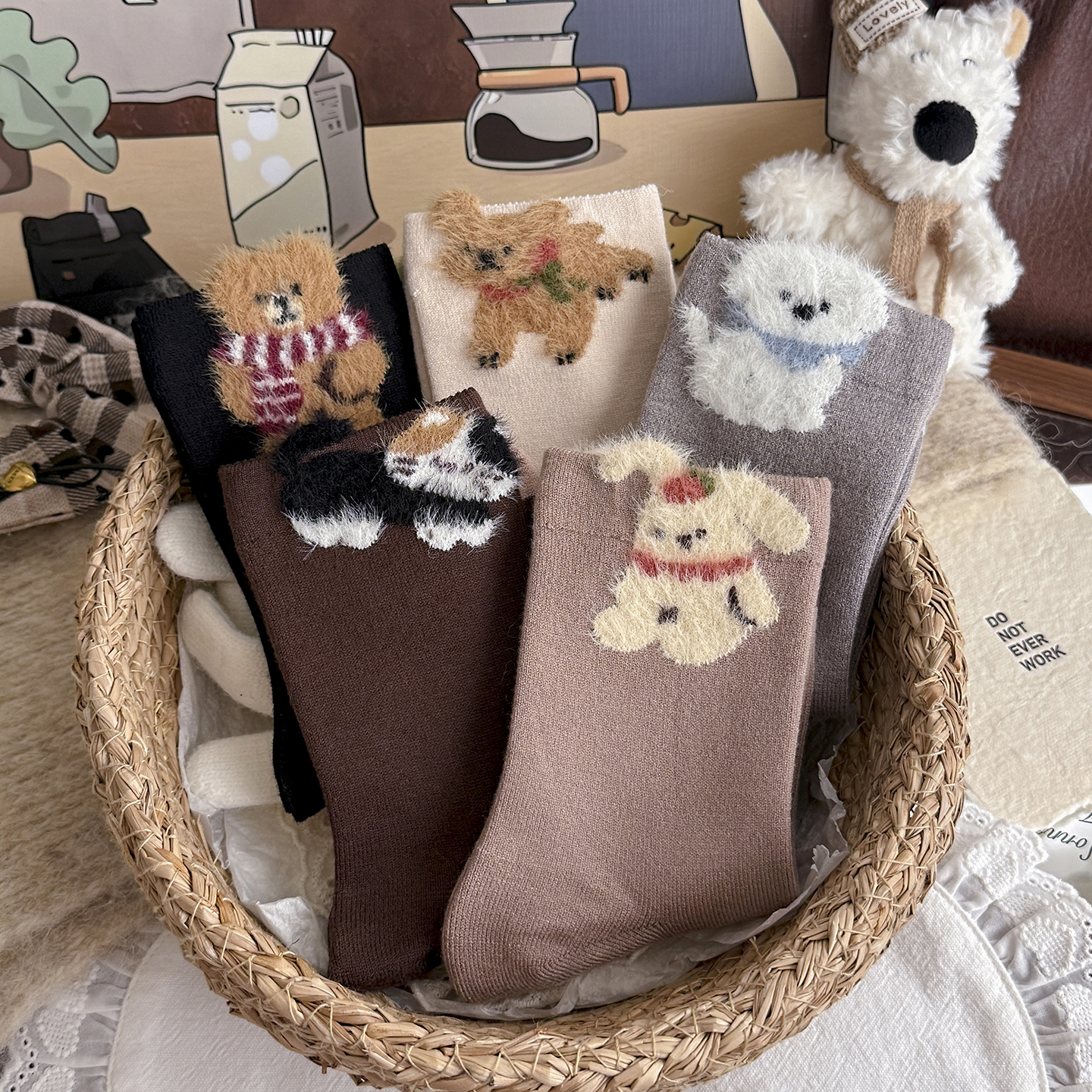 秋冬季保暖发热绒袜子女中长筒袜