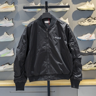 中国李宁男子短棉服2025冬季 反光宽松休闲百搭棉夹克AJMV187 新款