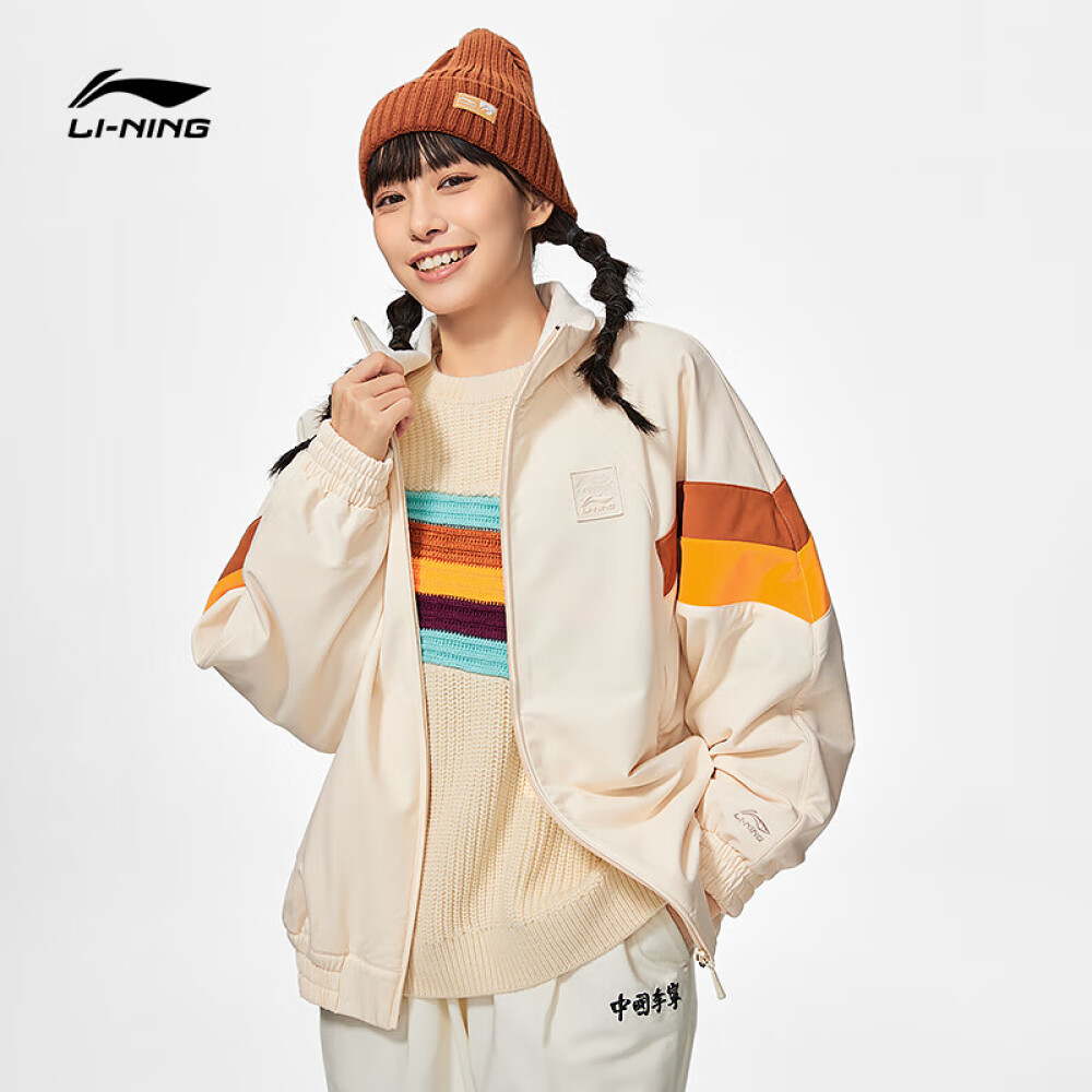 李宁2022秋冬女装外套运动潮流女子加绒保暖宽松运动风衣AFDSA52