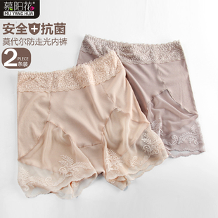 莫代尔无痕平脚收腹保险内裤 薄款 春夏蕾丝高腰防走光安全打底短裤