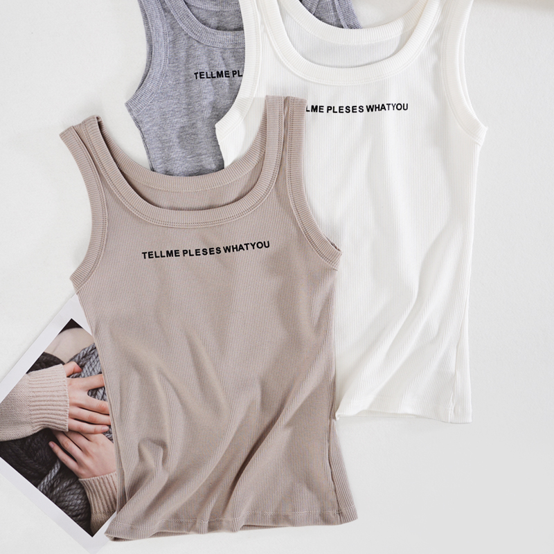 简约莫代尔棉女螺纹弹力方领背心