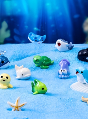 可爱鲨鱼小海龟海洋动物海狮学生鱼缸造景diy装饰品配件小摆件