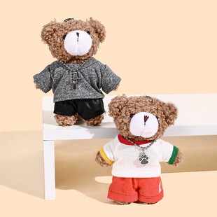 美式手机链潮酷泰迪熊玩偶十字架女毛绒面包公仔情侣书包挂件饰品