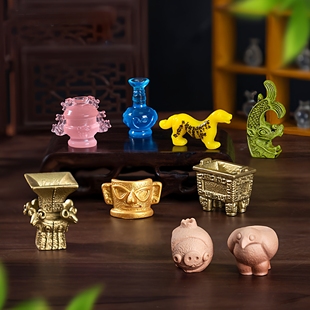 仿真博物馆文创面具虎符文物 diy装饰配件迷你学生手工挖宝小摆件