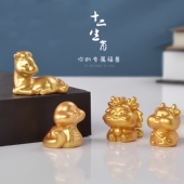 孩子礼物 金色鼠牛虎兔龙蛇马羊猴鸡狗猪卡通静物 十二生肖桌摆