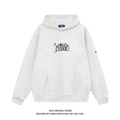 情侣款 亿万少年BUFU美式 国潮牌刺绣字母加绒连帽卫衣男女冬季 外套