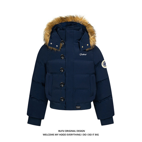 毛领短款棉服棉衣美式复古