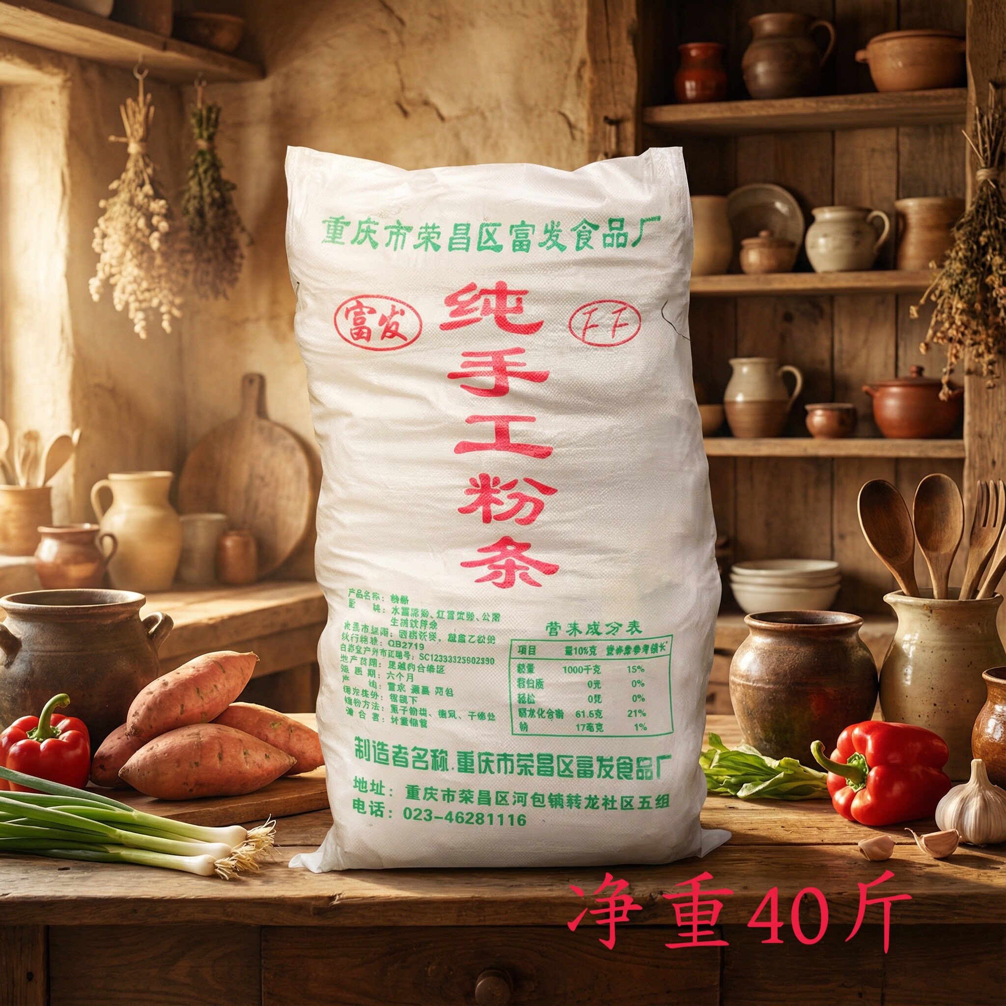荣昌手工酸辣粉粉条四十斤配方商用开店专用粗苕粉特产火锅冒菜粉