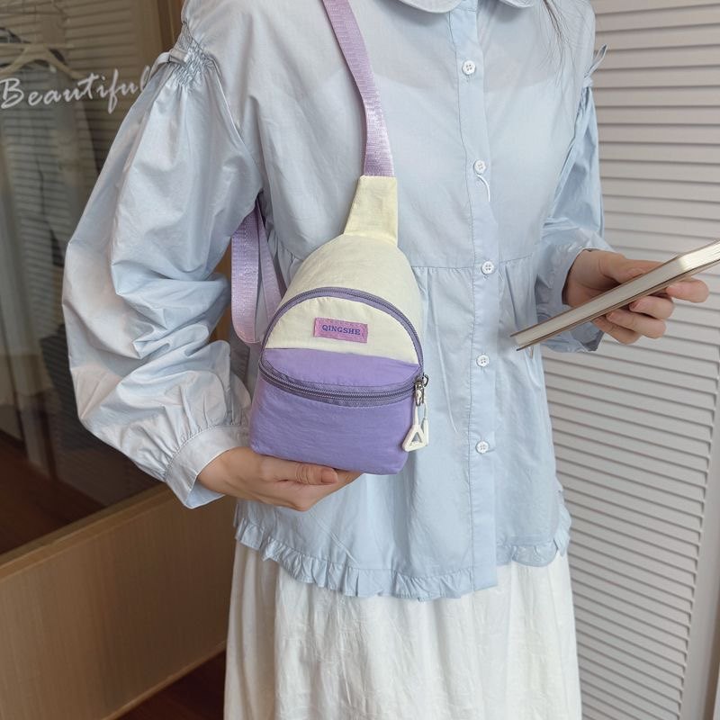 多巴胺旅游迷你手机包包撞色儿童外出斜挎包小书包学生日韩女百搭