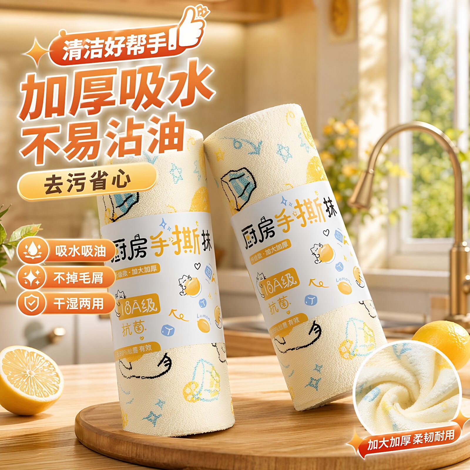 懒人月抛洗碗巾不沾油吸水去污