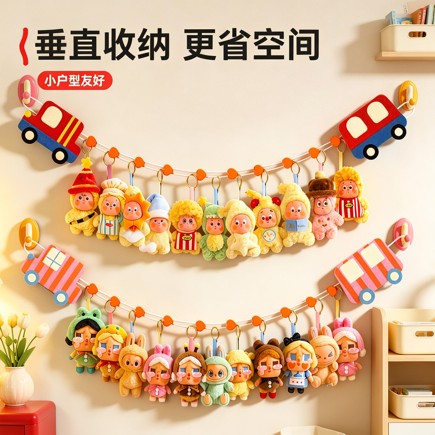 毛绒玩偶挂绳墙壁免打孔