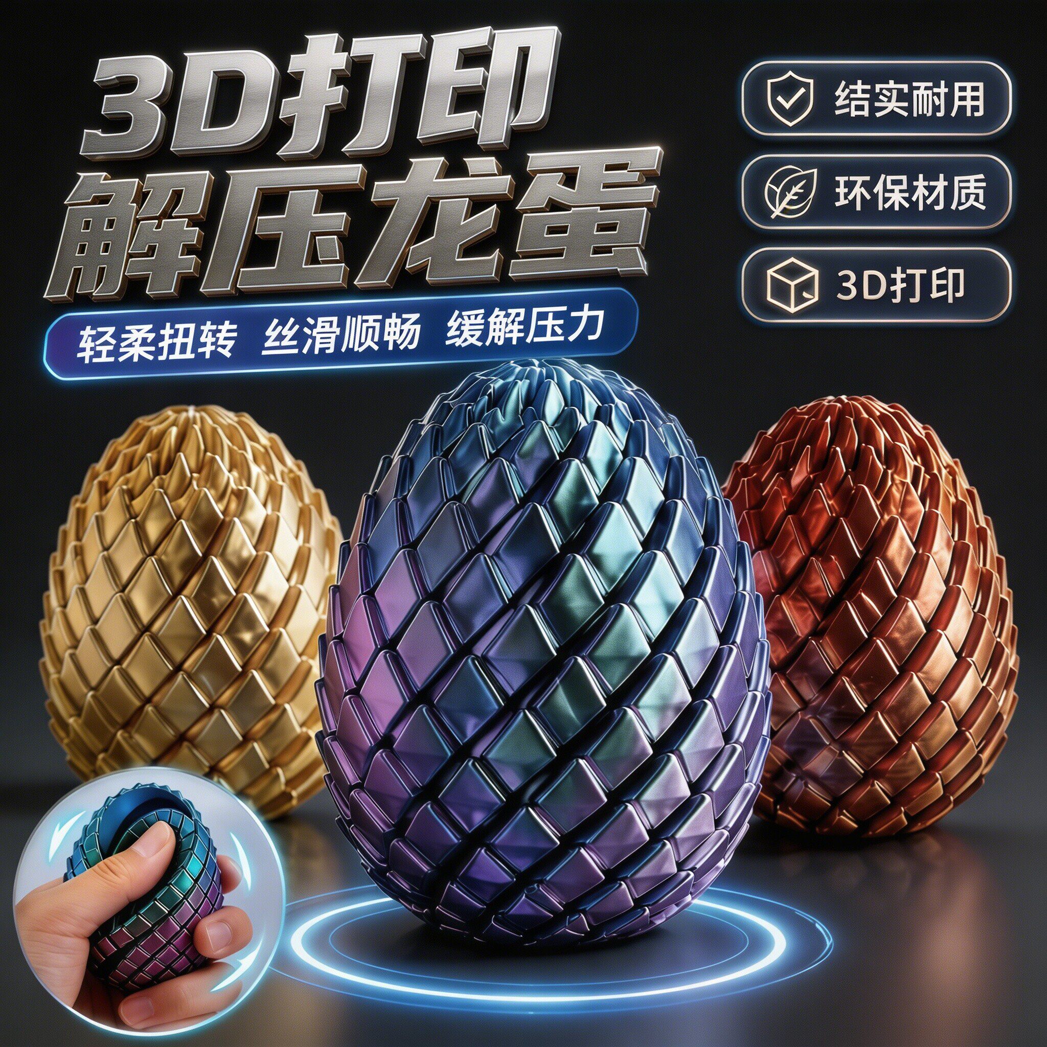 3D打印解压龙蛋史莱姆球玩具