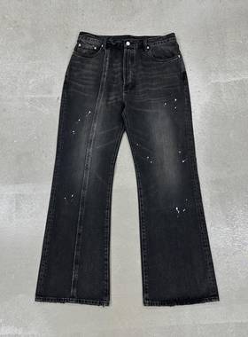 Epide Prefab 23AW男女直筒立体泼墨黄泥黑色牛仔裤