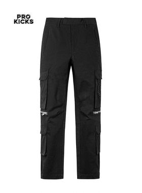 False perception多口袋拉链直筒刺绣荆棘立体剪裁日常休闲工装裤