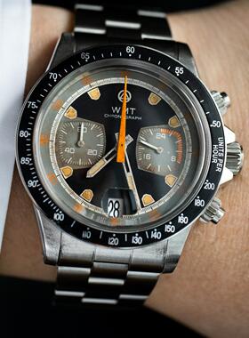 WMT Watch Monza V2 – Black 陈年做旧氧化赛车计时盘石英手表