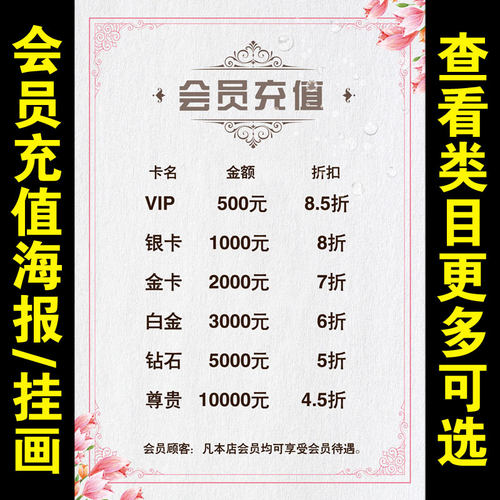 VIP会员充值海报宣传画广告贴纸定制设计墙贴会员招募订做1810