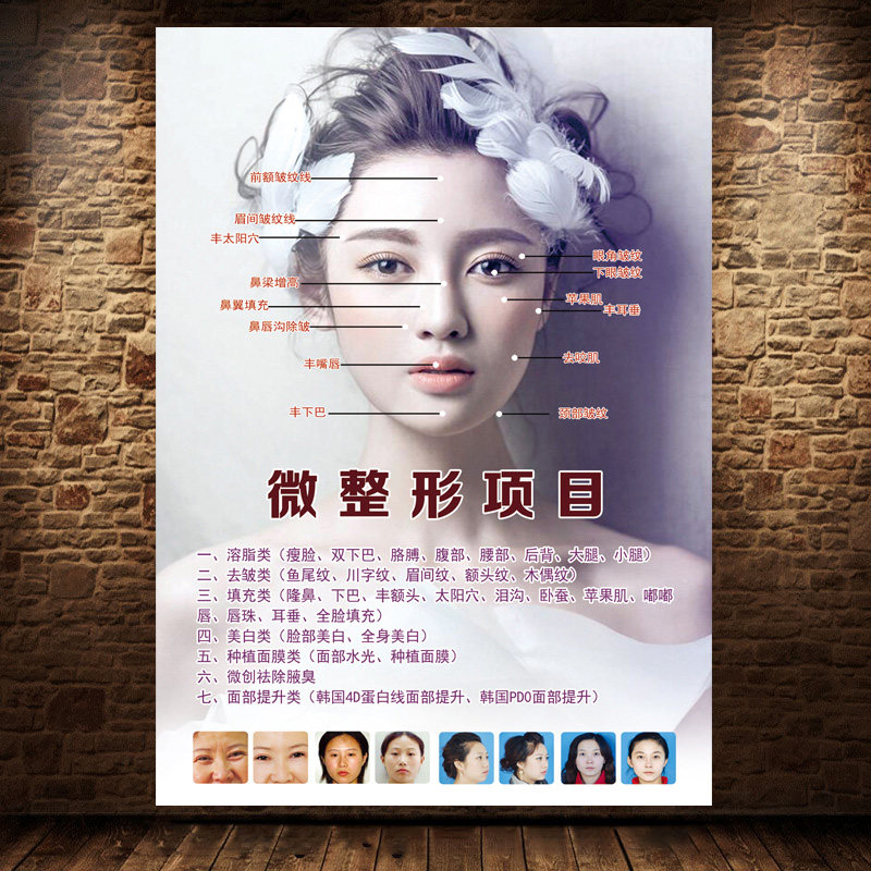 美容院微整形面部紧致蛋白线提升海报广告活动宣传画挂画1942