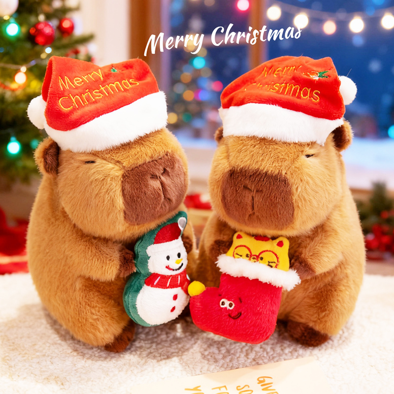 礼袋装圣诞水豚玩偶布娃娃