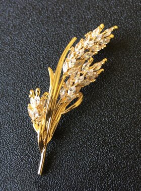 职业阿玛施特金色锆石麦穗胸针
