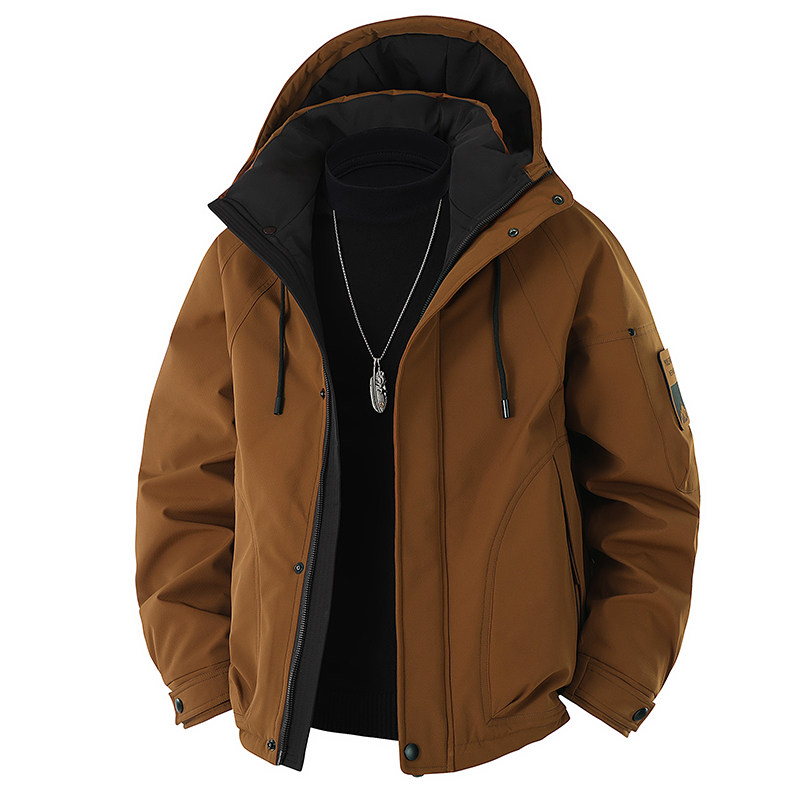 2025冬季新款连帽加厚款户外工装羽绒服男保暖防寒服羽绒外套时尚