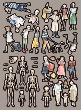 ChickTracks&台湾陈年罔市手帐贴纸 好骨感系列贴纸 骨头贴纸