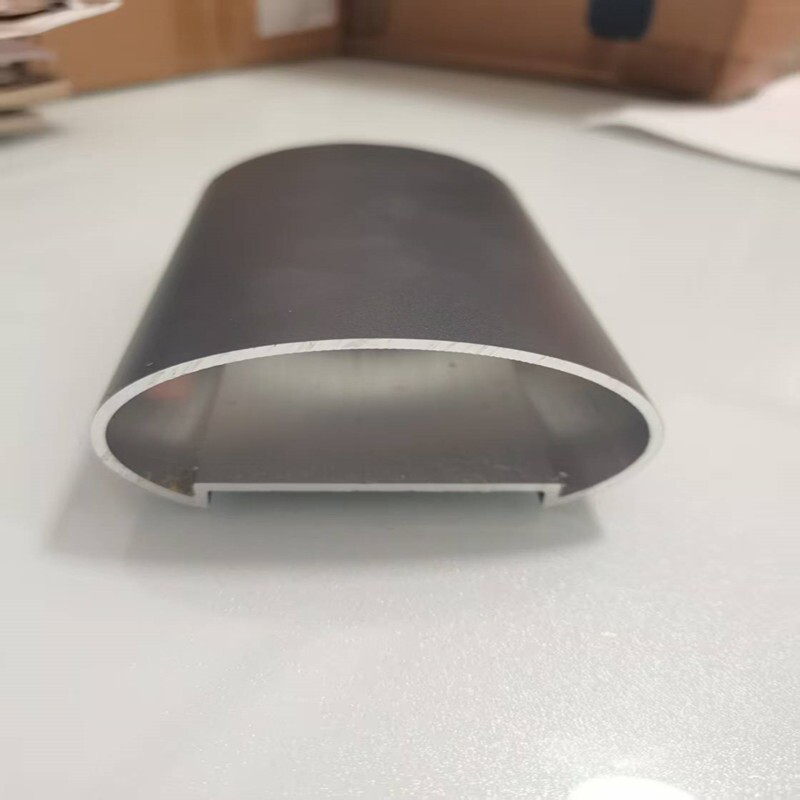 铝合金扶手管 椭圆管型材80*40铝合金楼梯扶手栏杆面包管灰色现货