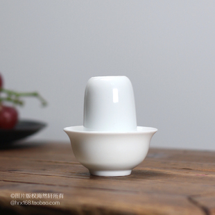 90年代潮州老彩瓷厂库存陶瓷纯白品茗杯 小功夫杯 闻香杯 小酒杯