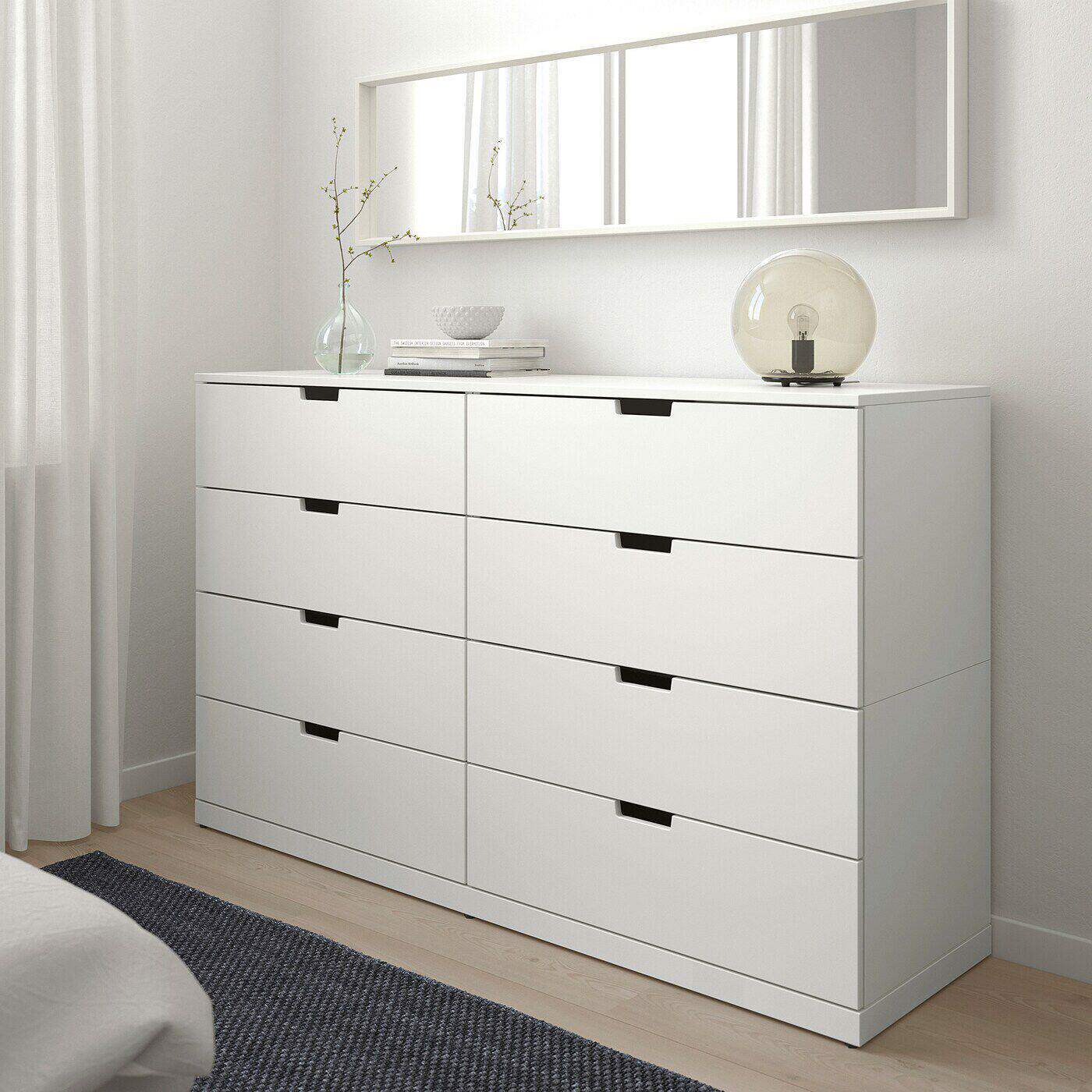 IKEA宜家代购诺德里八斗抽屉柜白色160x99厘米家用收纳柜储物柜