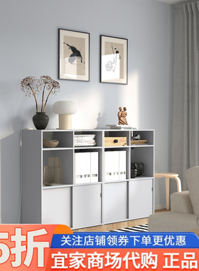 IKEA宜家代购斯比梅储物组合淡灰色155x32x96cm家用收纳柜储物柜