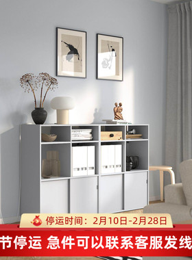IKEA宜家代购斯比梅储物组合淡灰色155x32x96cm家用收纳柜储物柜