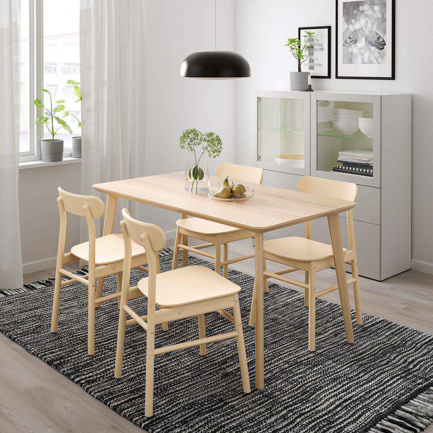 IKEA宜家代购利萨伯瑞宁一桌四椅140x78cm家用简约餐厅桌椅组合