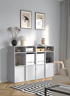 IKEA宜家代购斯比梅储物组合淡灰色155x32x96cm家用收纳柜储物柜