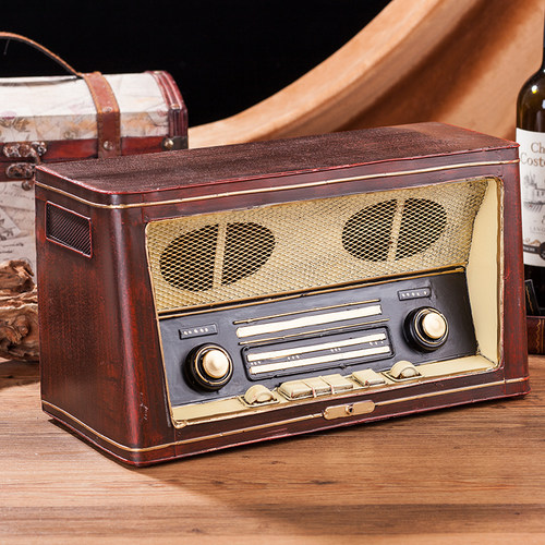 复古怀旧铁艺磁带收音机门厅摆件