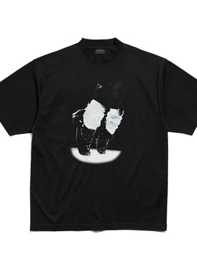 False Inception迈克尔杰克逊MJ舞鞋vintage小领口OS黑短袖T恤