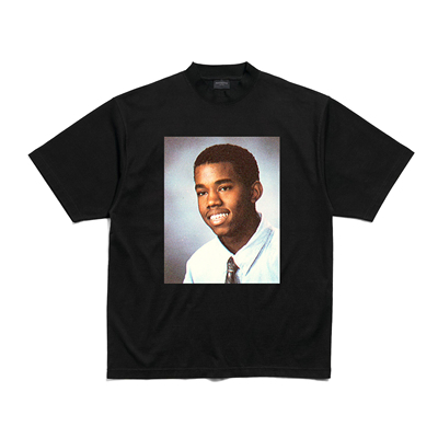 False Inception侃爷Kanye毕业人像美式印花vintage小领口短袖T恤