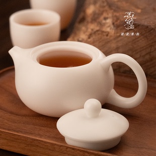 德化白瓷冰种玉瓷高档功夫茶具素烧茶壶单壶家用陶瓷小容量套组盒