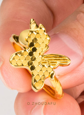 ZHOUDAFU 本命年马戒指女礼物新款真金白银金店同款马到成功戒指