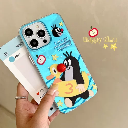 适用iphone15promax手机壳苹果14新款xs水波纹13卡通12可爱11