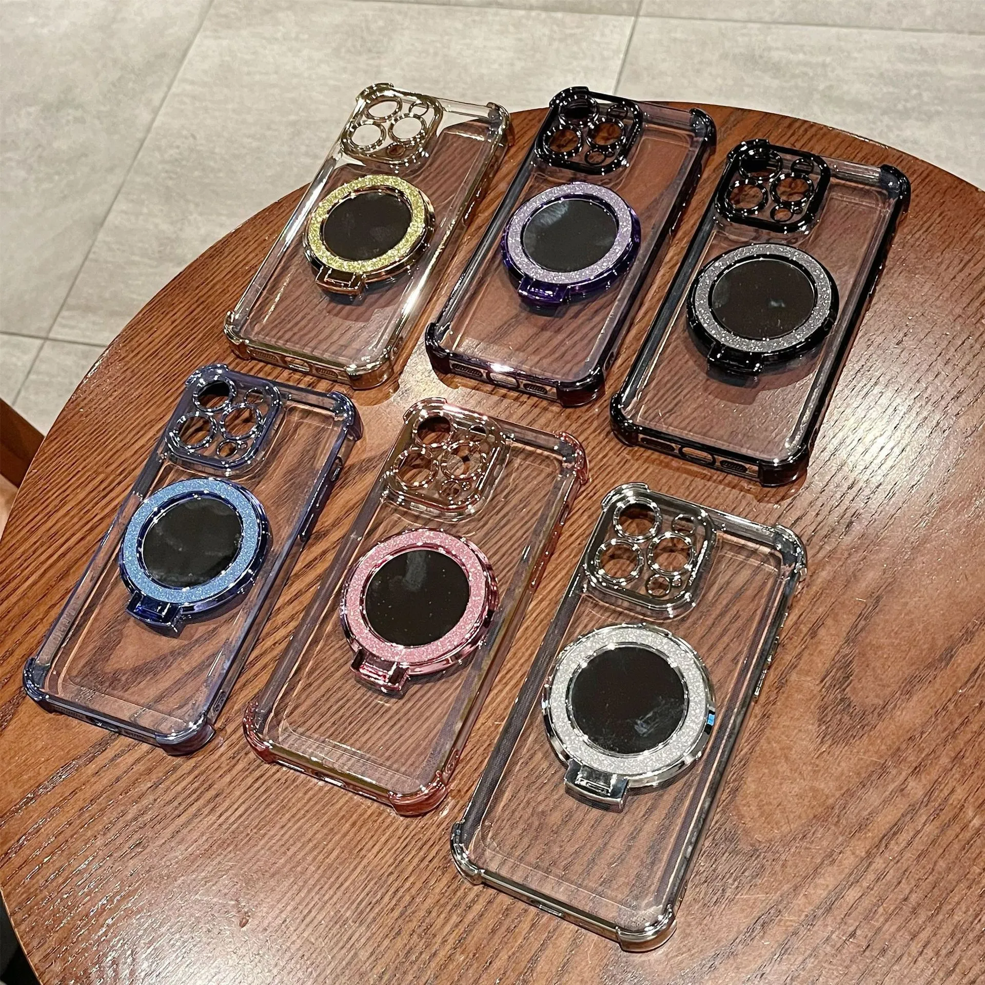 一体磁吸支架适用苹果16手机壳iphone15promax带镜子13新款12女11