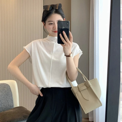 JJ3598任3件包邮外贸日单女士上衣新款小立领套头宽松无袖气质T恤