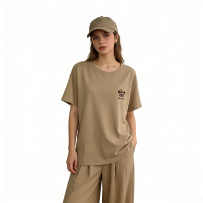 D5269外贸日单男女生情侣款短袖T恤新款圆领宽松卡通休闲百搭上衣