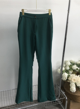 C2625任3件包邮外贸欧美女士休闲裤新款修身显瘦通勤风喇叭裤长裤