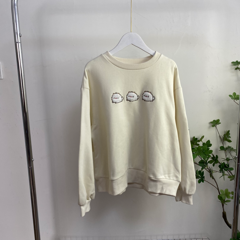 B3620任3件包邮外贸日单女生卫衣新款圆领套头加绒甜美减龄上衣