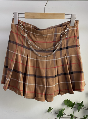 G6435任3件包邮外贸日单女生格子半身裙新款高腰显瘦A字裙JK短裙
