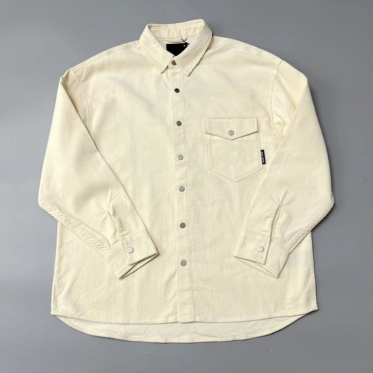 ABLE JEANS男士衬衫25秋白色灯芯绒厚型复古潮流长袖衬衣外套上衣