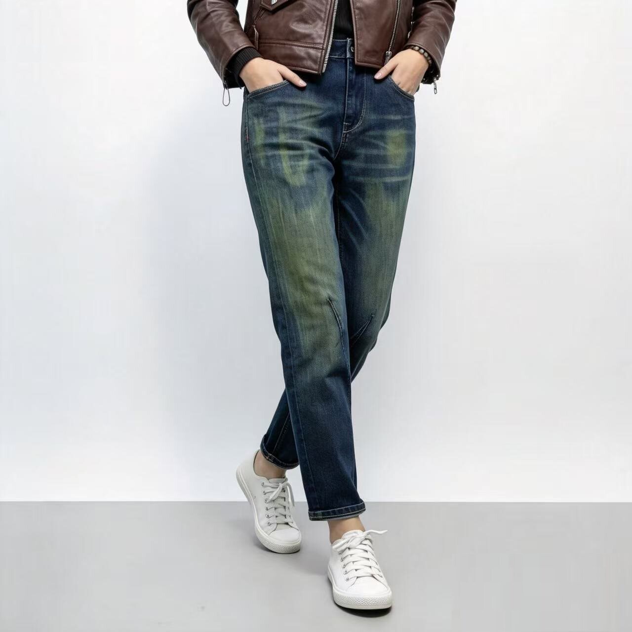 ABLEJEANS牛仔裤蓝绿休闲裤长裤